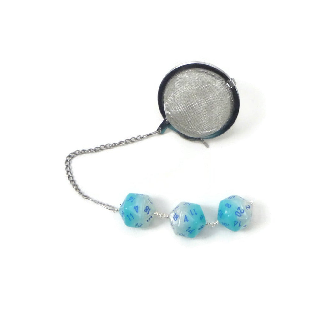 Tea Infuser with Gemini Pearl Turquoise Dice