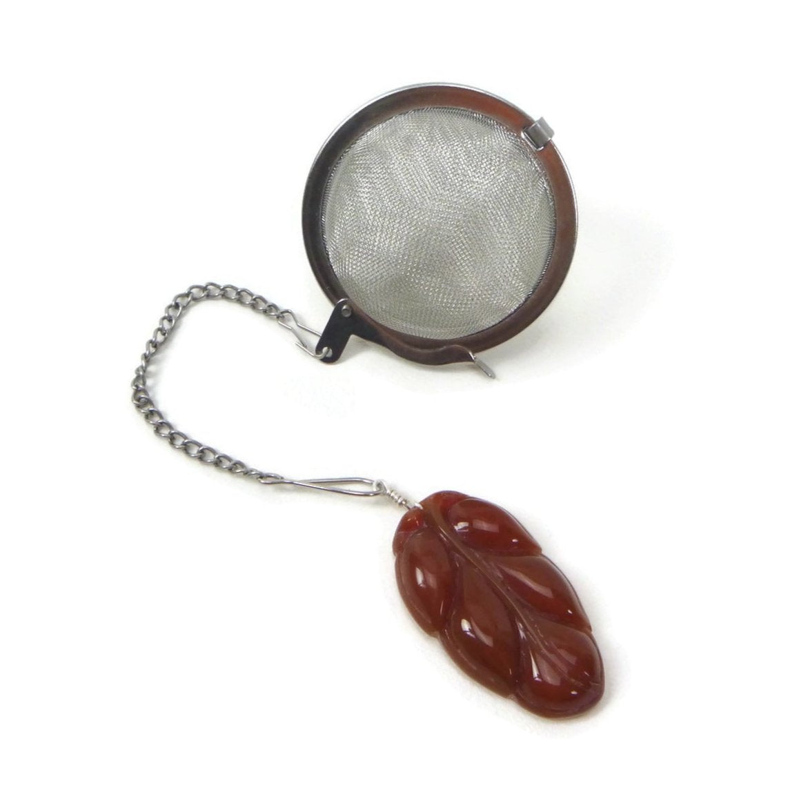 Tea Infuser with Carved Leaf Charm (Choose your color)