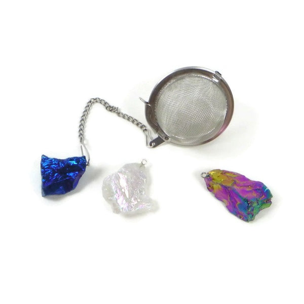 Tea Infuser with Rainbow Stone Charm - Choose Your Color
