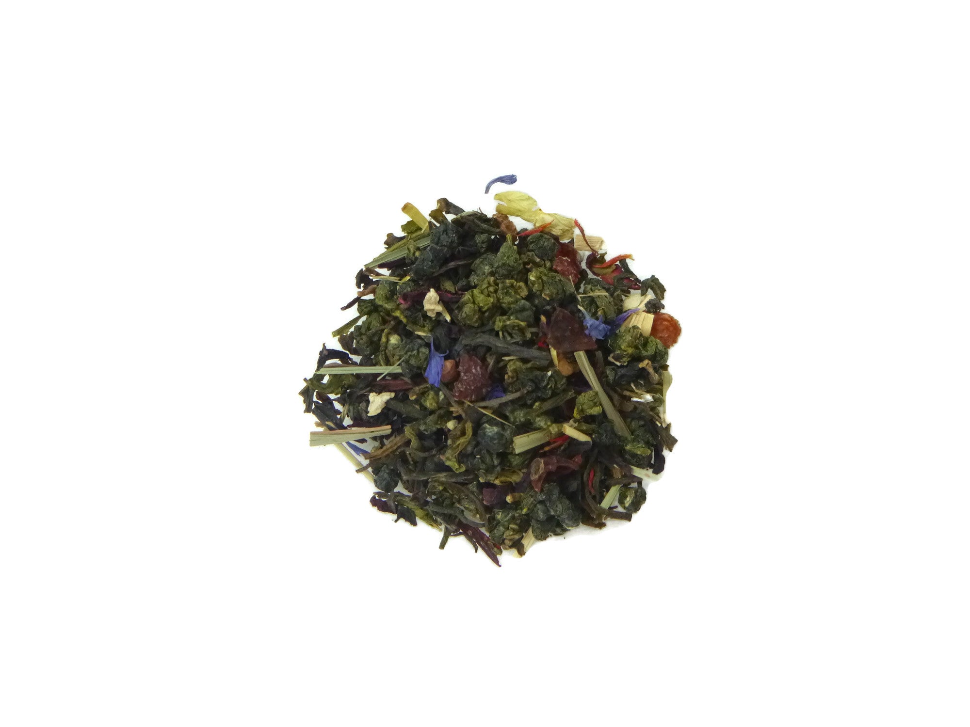 Tea leaves on a white background