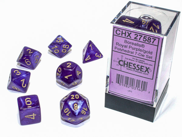 7 Piece Polyhedral Set - Borealis Luminary Royal Purple/Gold