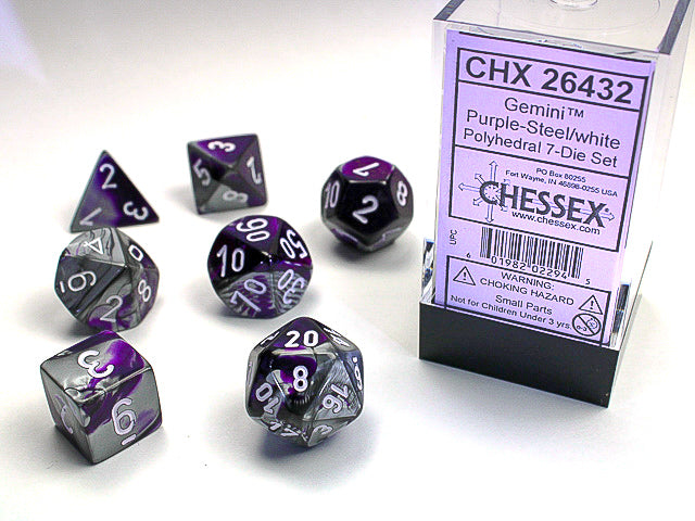 7 Piece Polyhedral Set - Gemini Purple Steel