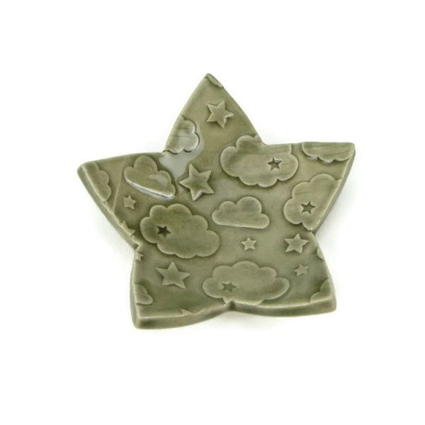 Smokey Grey Star Shaped Trivet with Star and Cloud Pattern