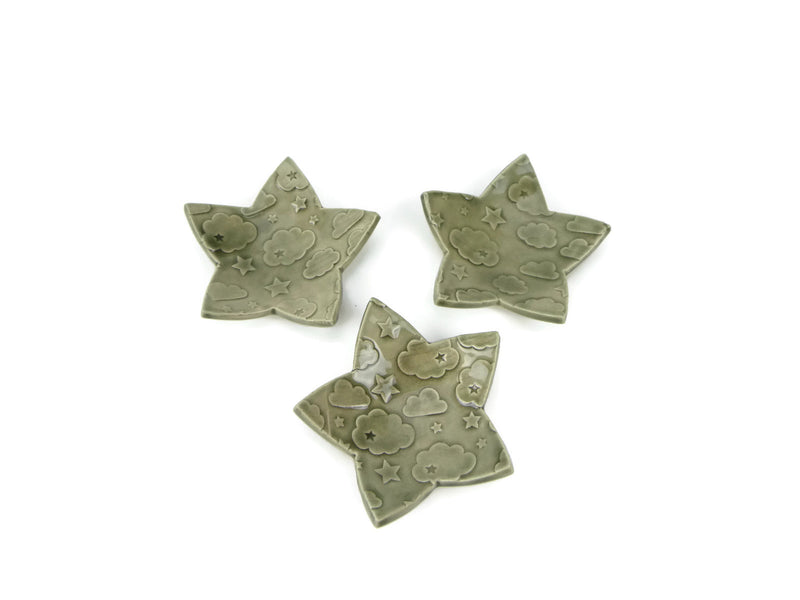 Smokey Grey Star Shaped Trivet with Star and Cloud Pattern