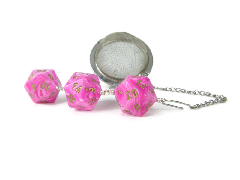 Tea Infuser with Swirled Pink Dice Trio