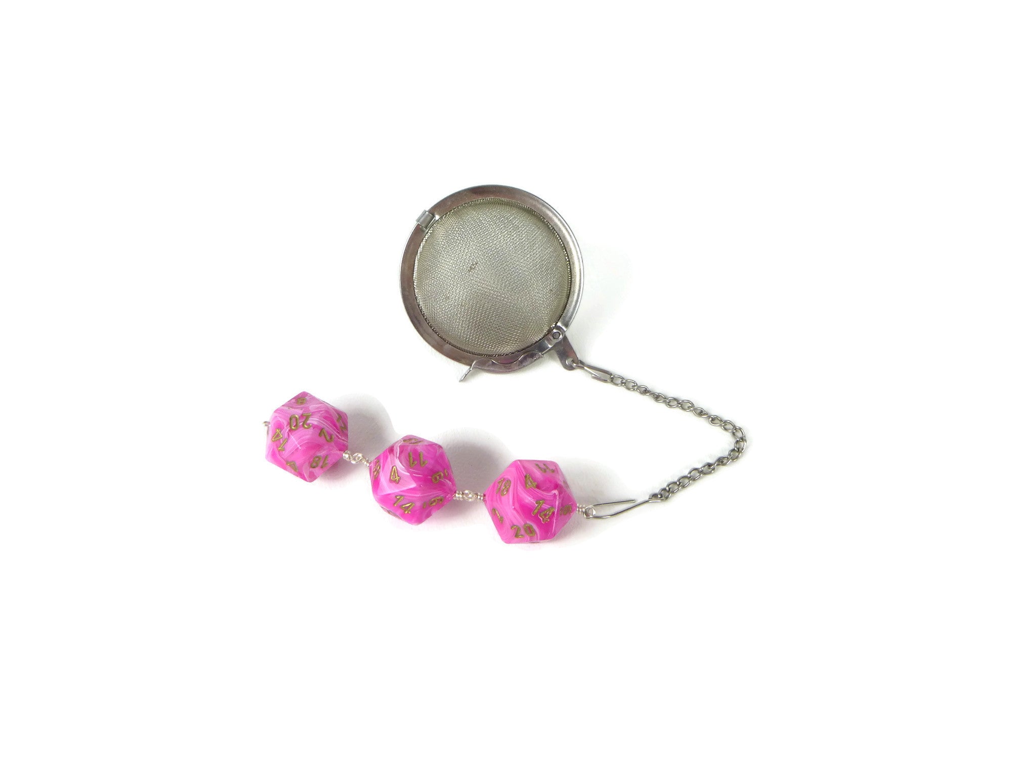 Tea Infuser with Swirled Pink Dice Trio