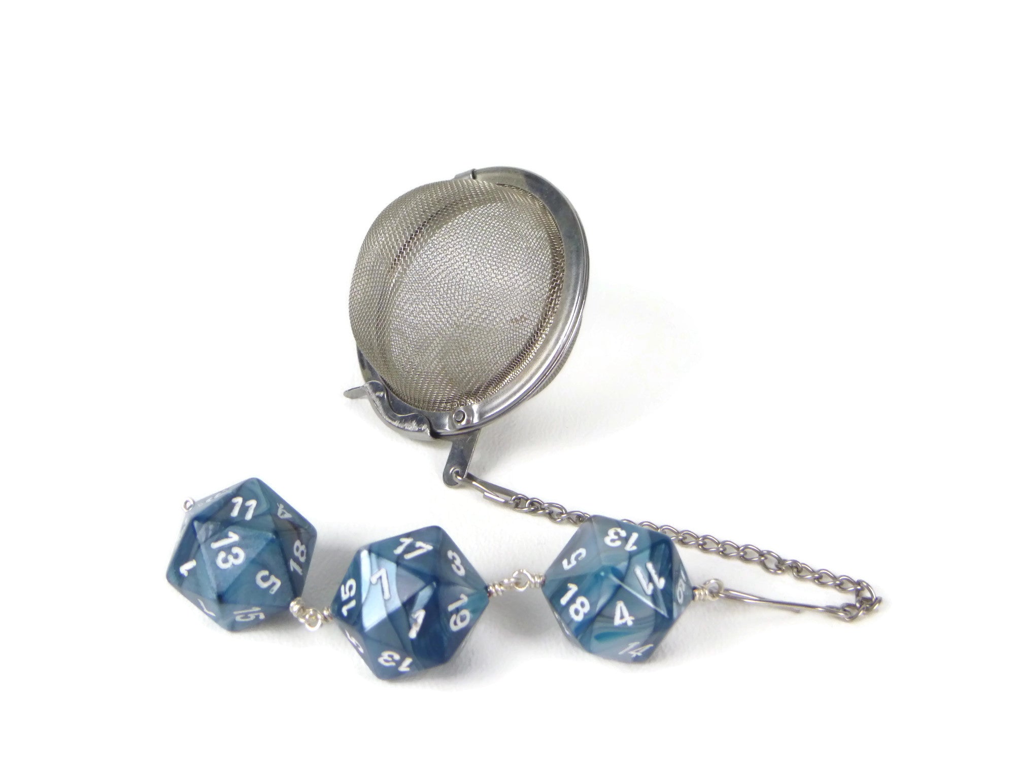 Tea Infuser with Pearl Blue Dice Trio