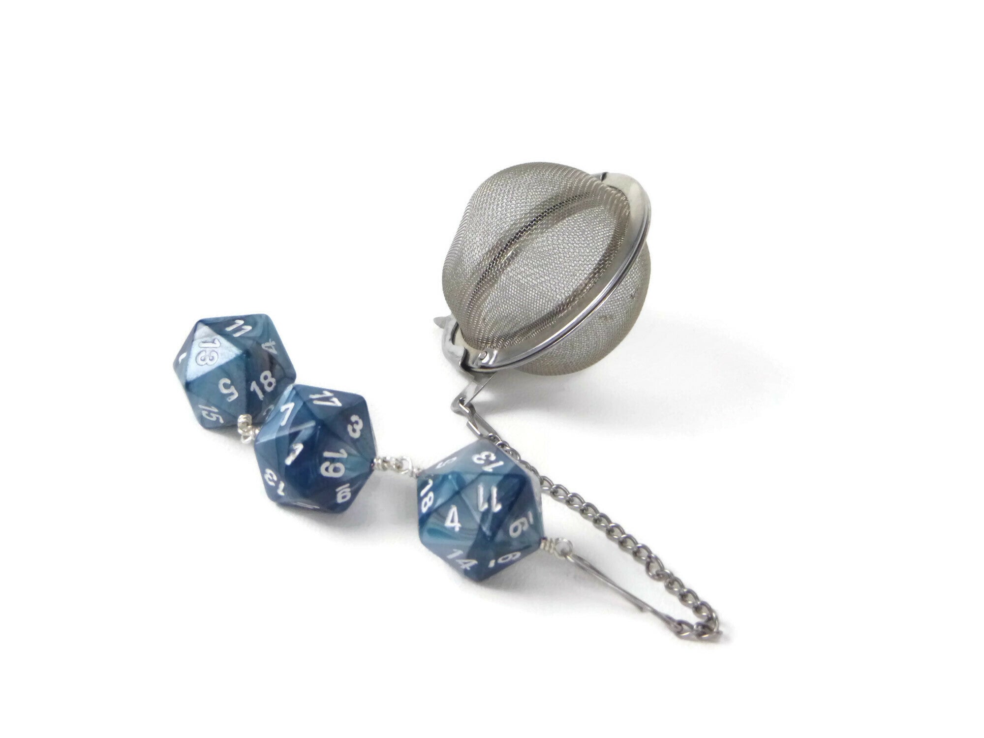 Tea Infuser with Pearl Blue Dice Trio