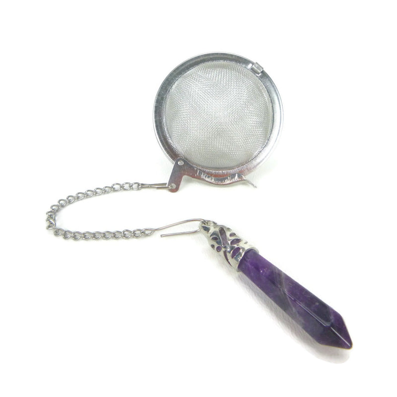 Tea Infuser with Crystal Point Charm (pick your stone!)