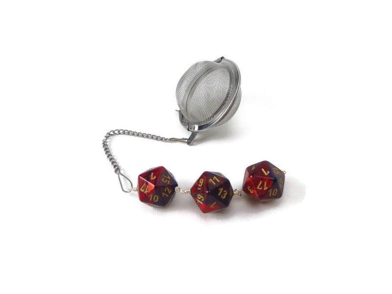 Tea Infuser with Red and Purple Dice Trio