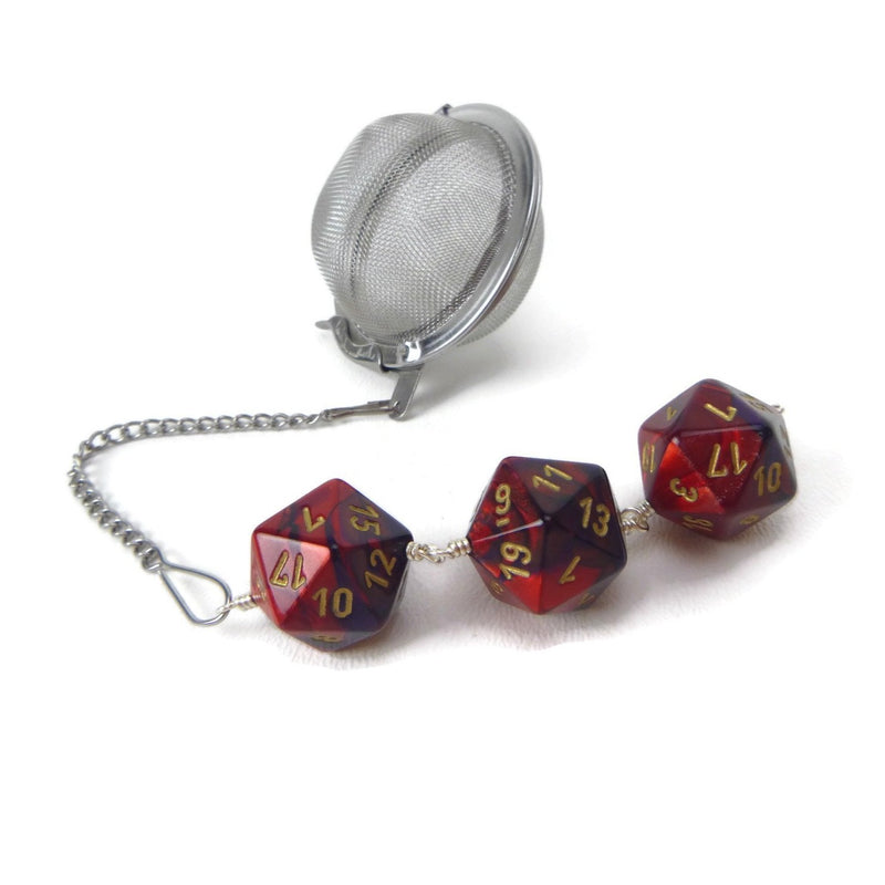 Tea Infuser with Red and Purple Dice Trio