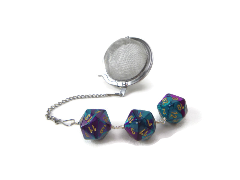 Tea Infuser with Teal and Purple Dice Trio