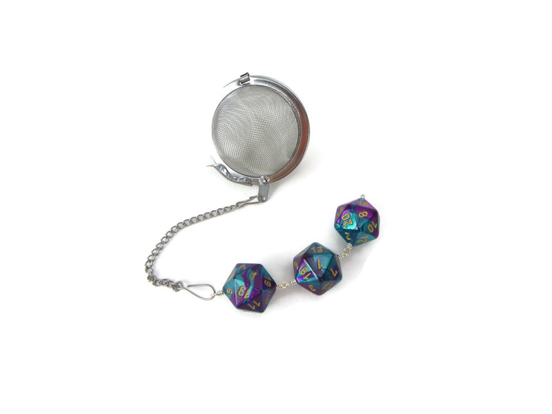 Tea Infuser with Teal and Purple Dice Trio