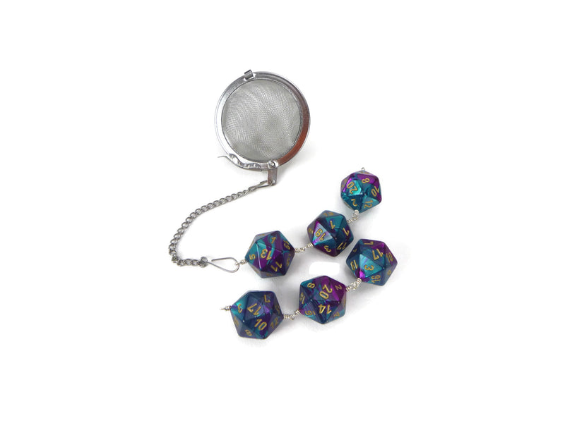 Tea Infuser with Teal and Purple Dice Trio