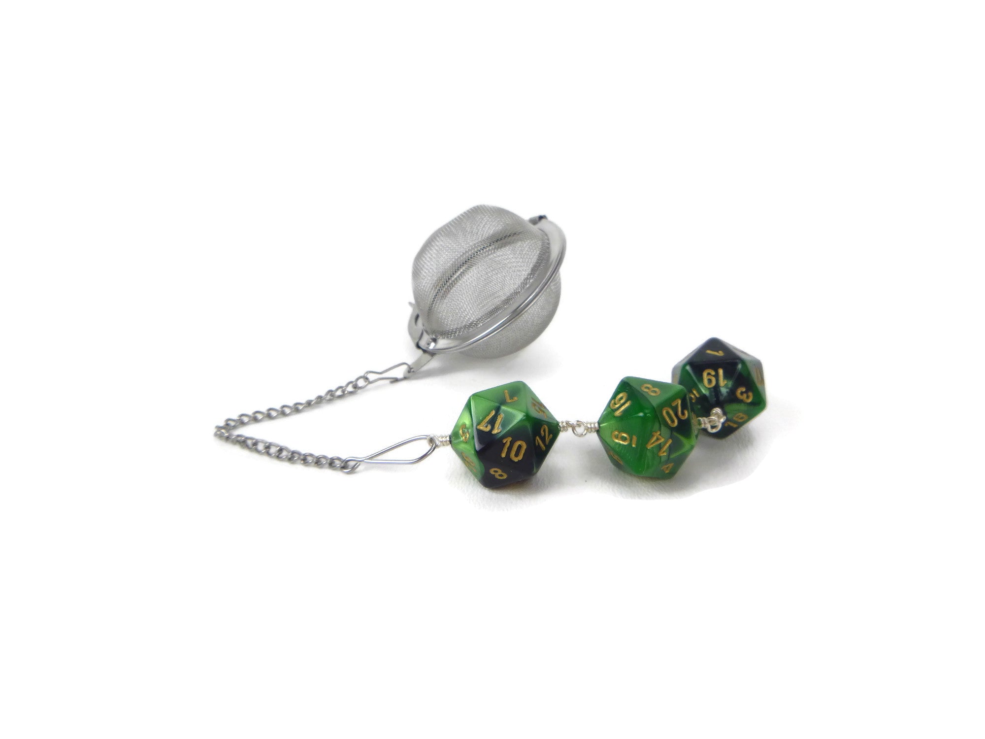 Tea Infuser with Green and Black Dice Trio