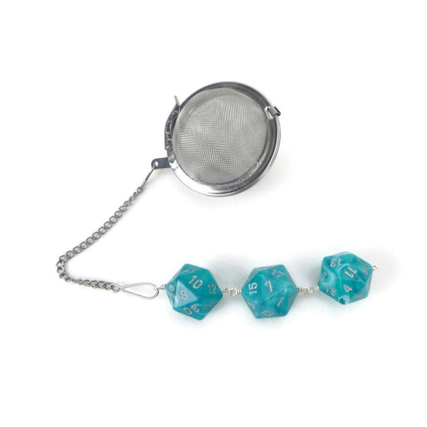 Tea Infuser with Swirled Teal Dice Trio