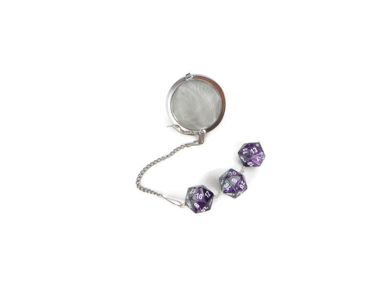 Tea Infuser with Purple and Silver Dice Trio