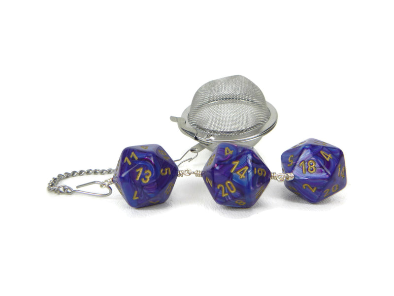 Tea Infuser with Swirled Royal Blue Dice Trio