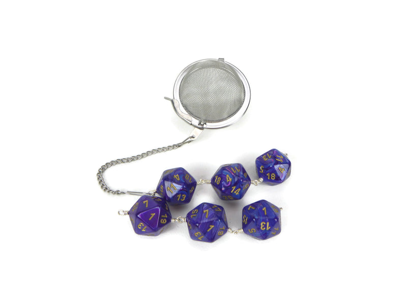 Tea Infuser with Swirled Royal Blue Dice Trio