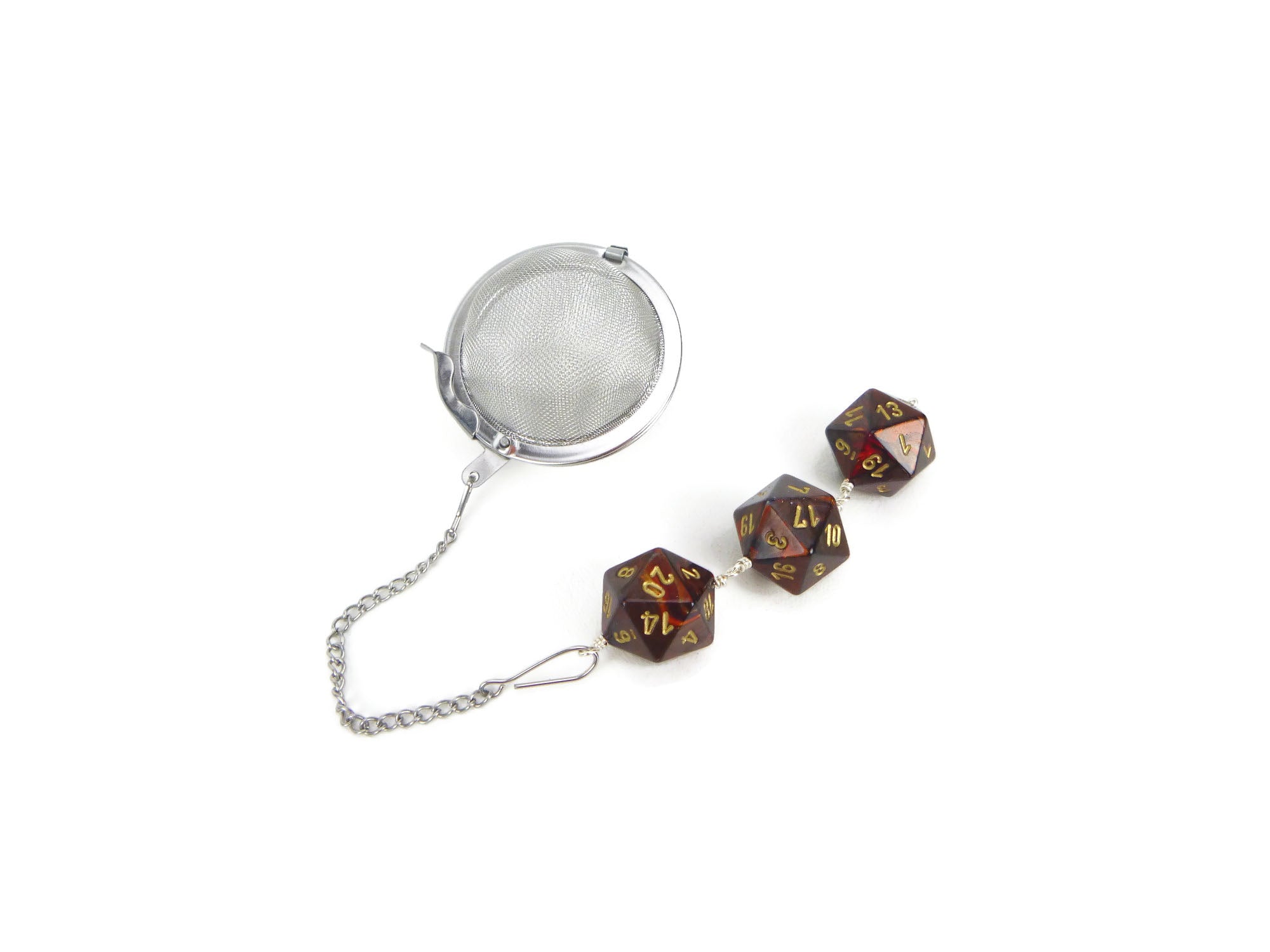 Tea Infuser with Swirled Red Copper Dice Trio