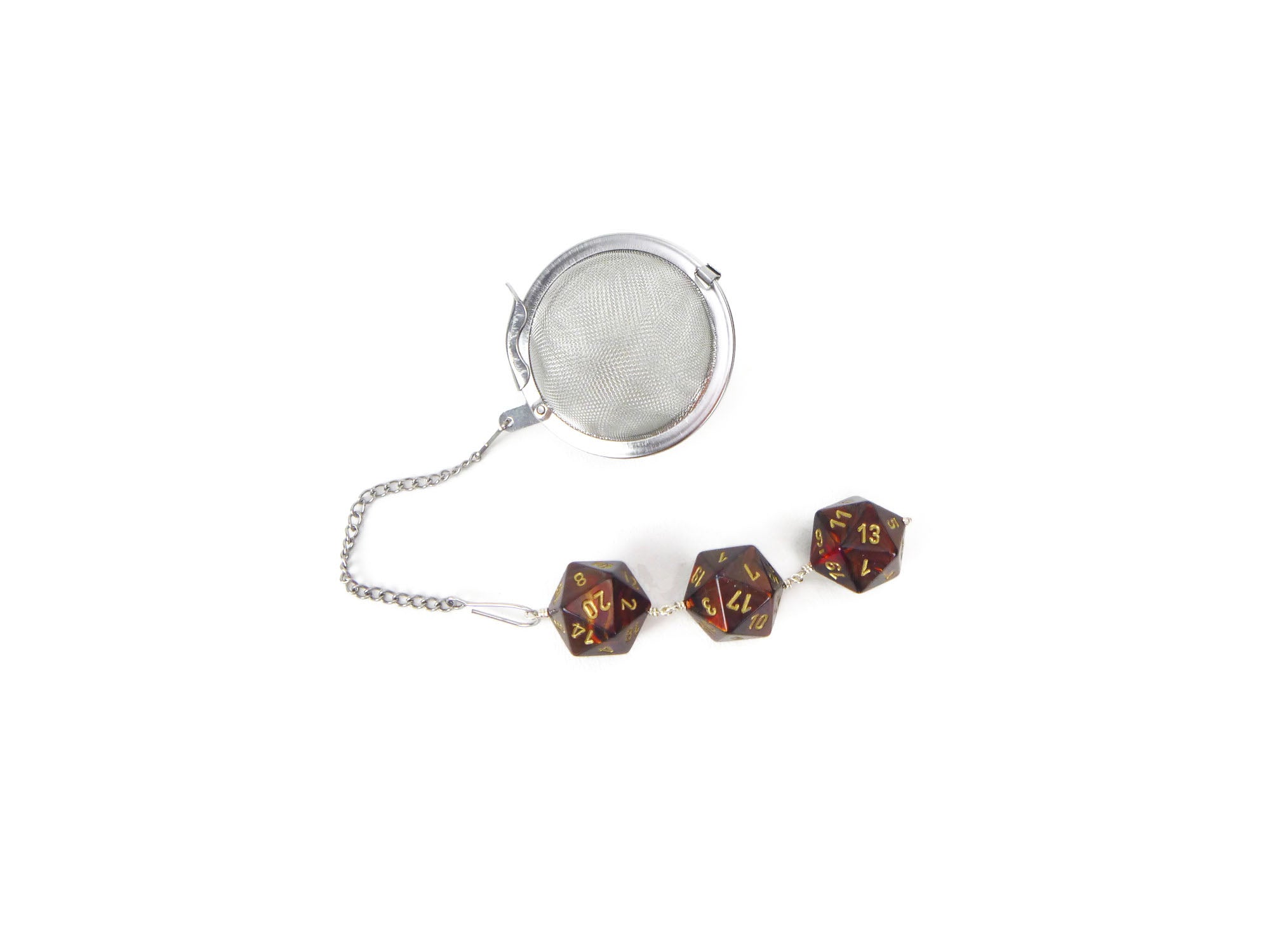 Tea Infuser with Swirled Red Copper Dice Trio