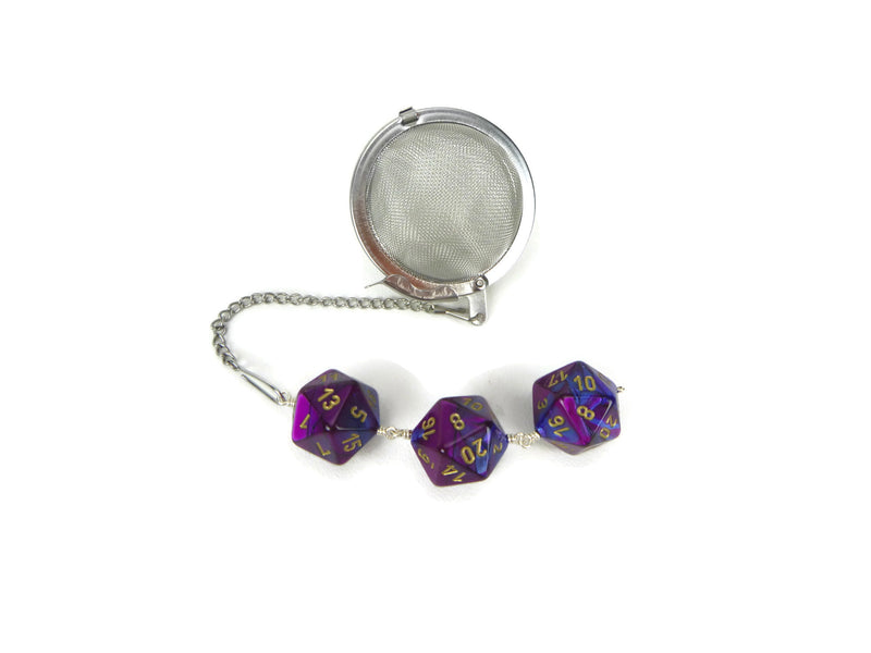 Tea Infuser with Blue and Purple Dice Trio