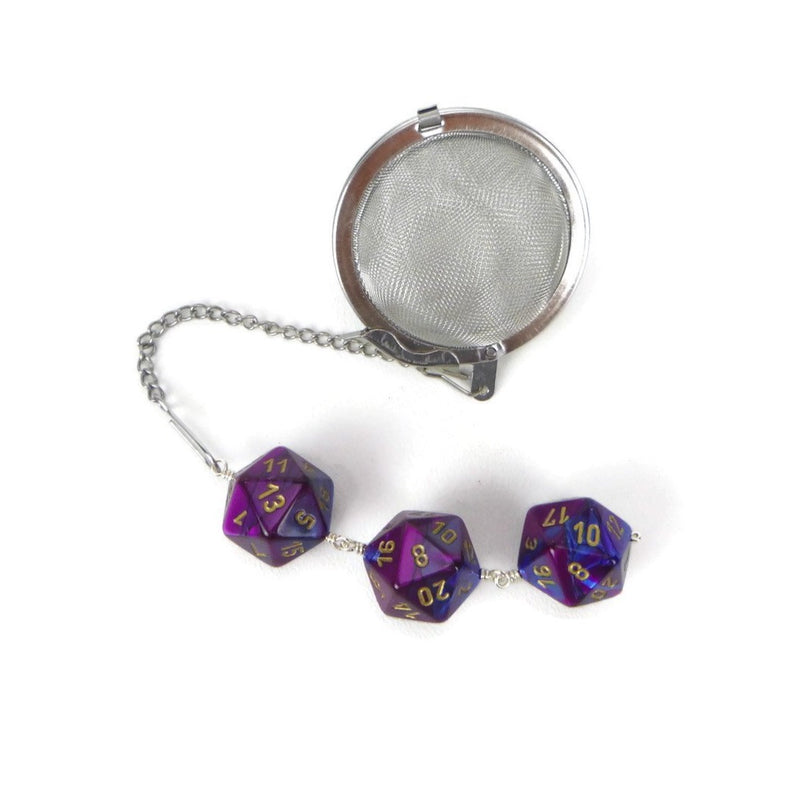 Tea Infuser with Blue and Purple Dice Trio
