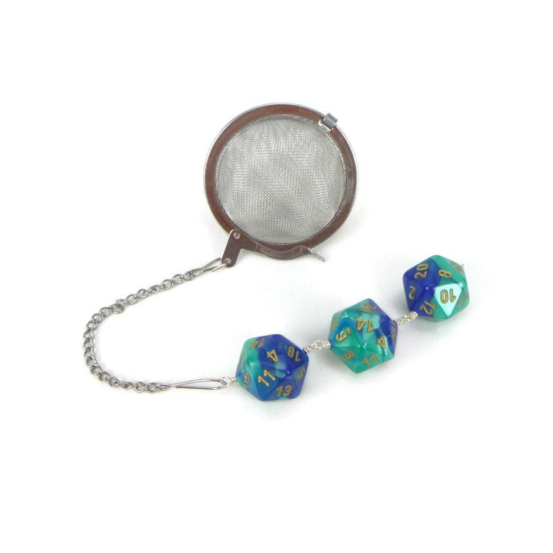 Tea Infuser with Teal and Blue Dice Trio