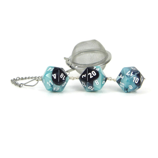 Tea Infuser with Pastel Blue and Black Dice Trio