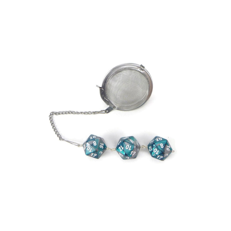 Tea Infuser with Teal and Silver Dice Trio