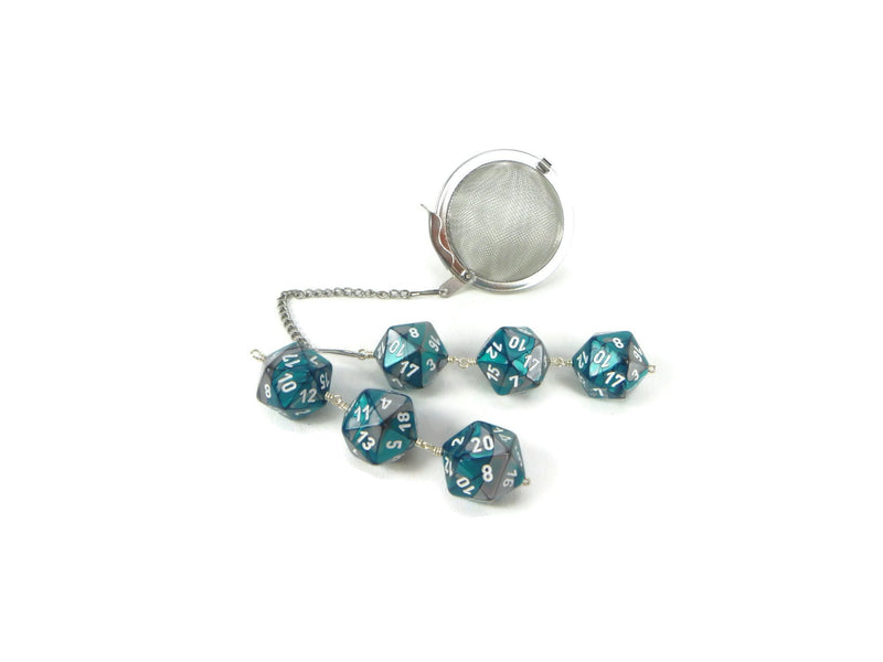 Tea Infuser with Teal and Silver Dice Trio