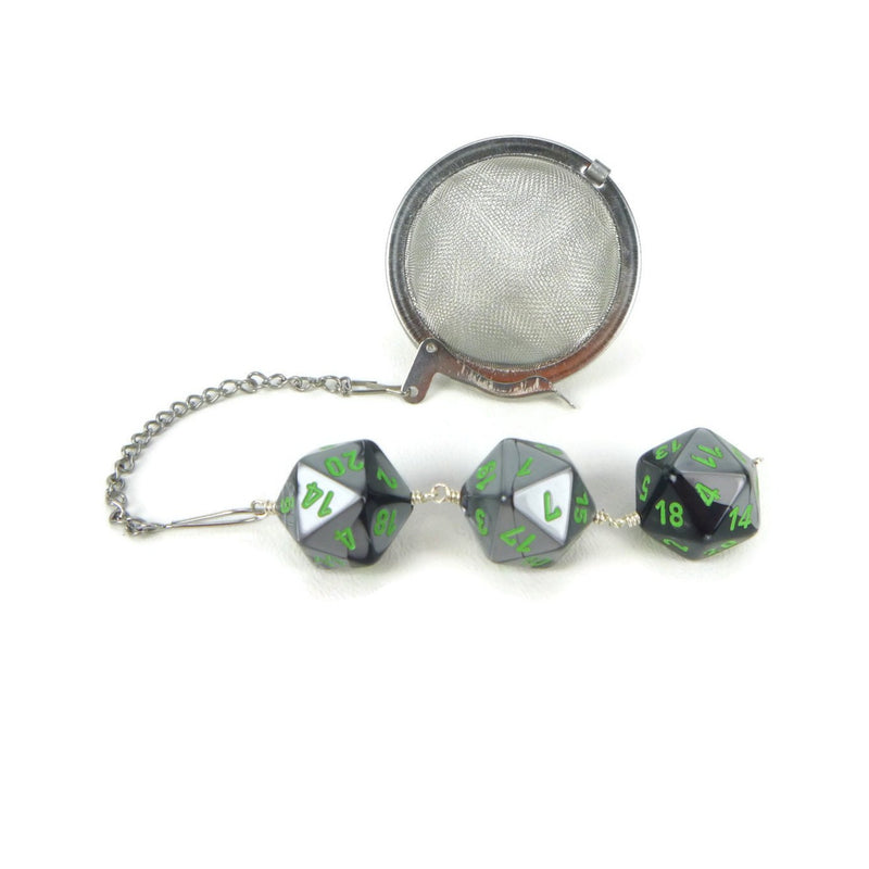Tea Infuser with Black and Silver Dice Trio