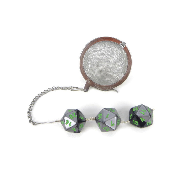 Tea Infuser with Black and Silver Dice Trio