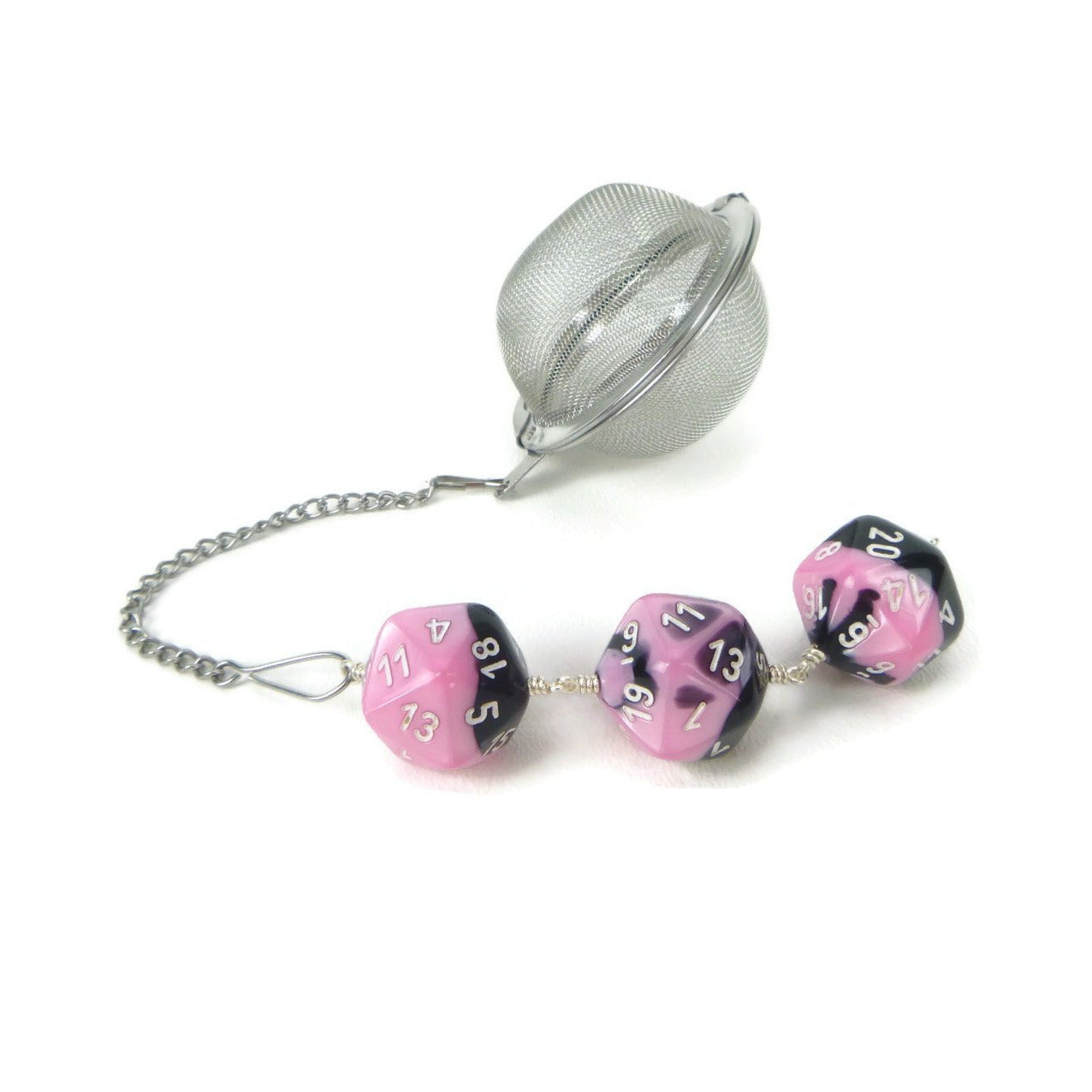 Tea Infuser with Pastel Pink and Black Dice Trio