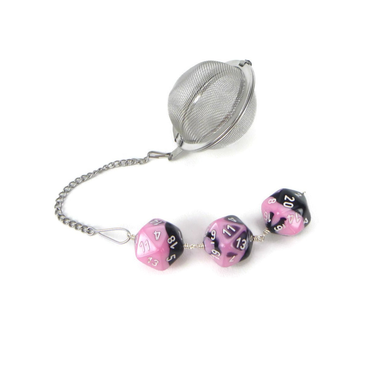 Tea Infuser with Pastel Pink and Black Dice Trio