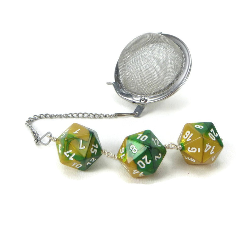 Tea Infuser with Green and Gold Dice Trio