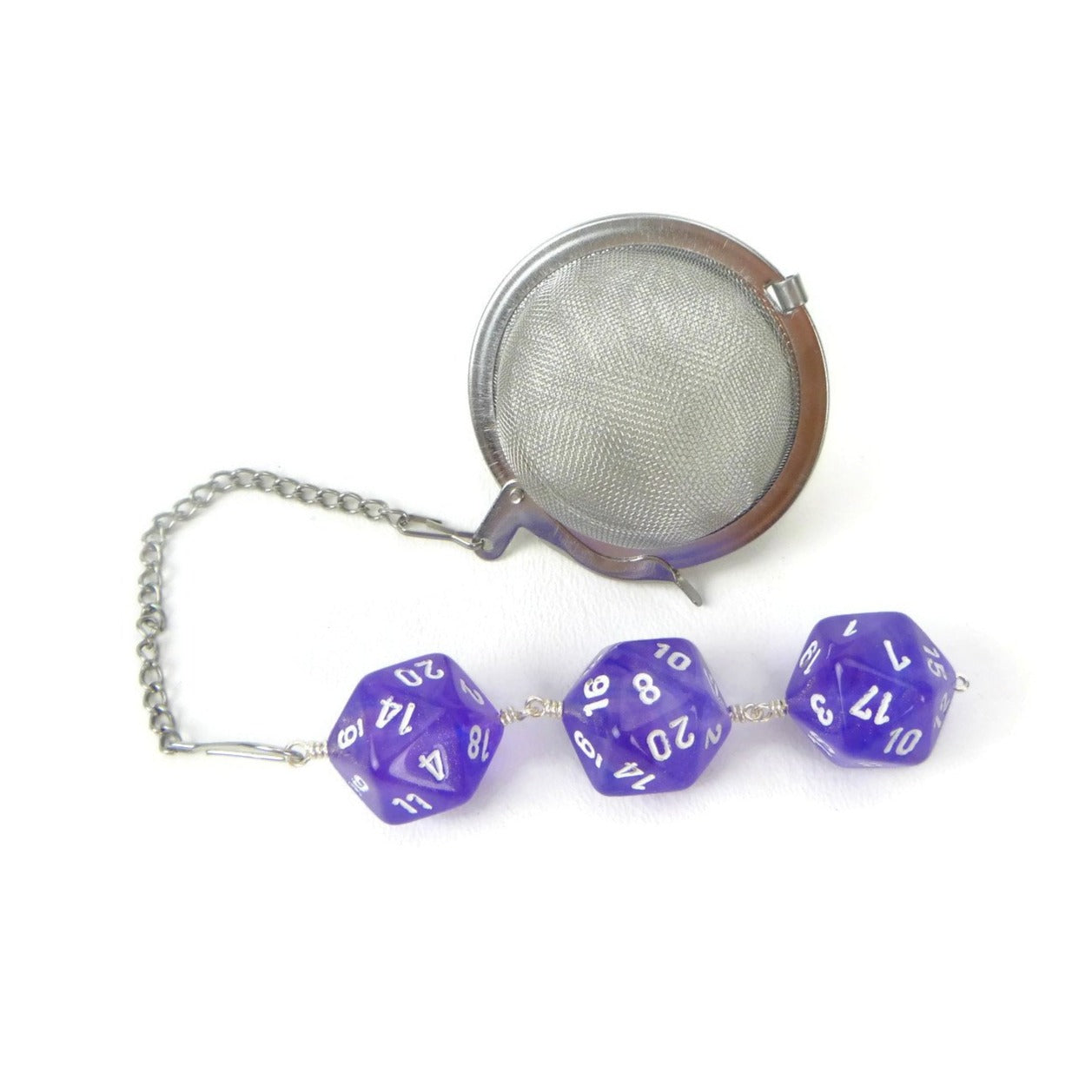 Tea Infuser with Purple Borealis Dice Trio