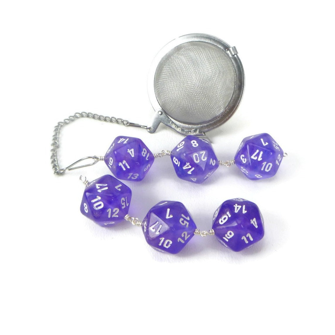 Tea Infuser with Purple Borealis Dice Trio