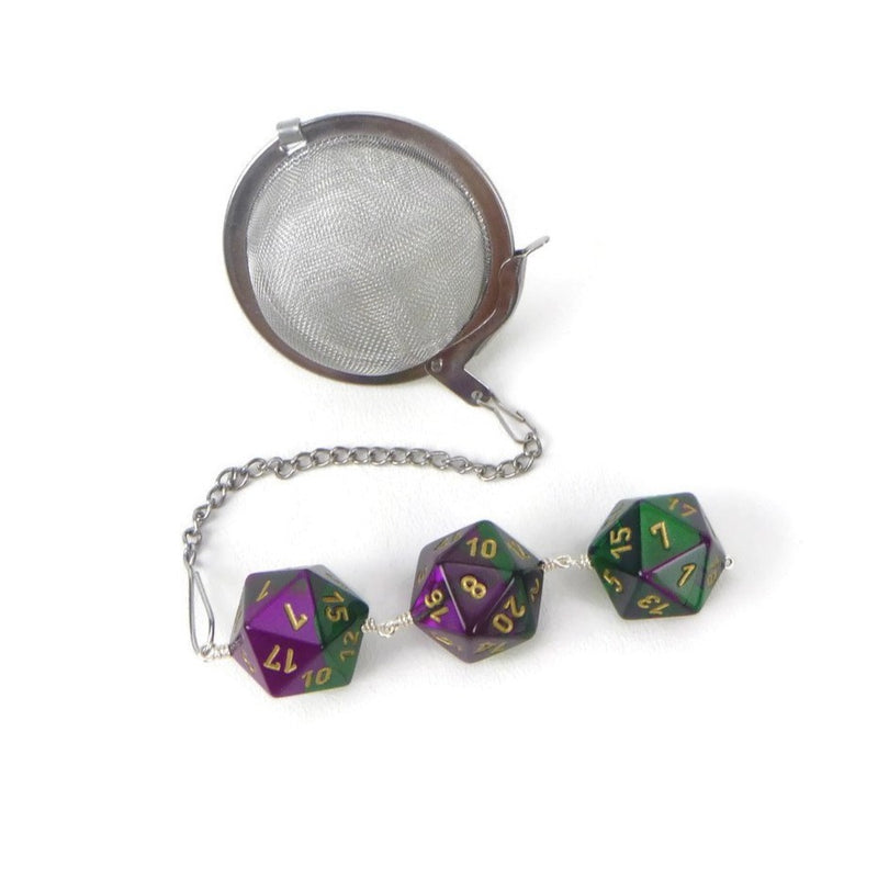 Tea Infuser with Green and Purple Dice Trio