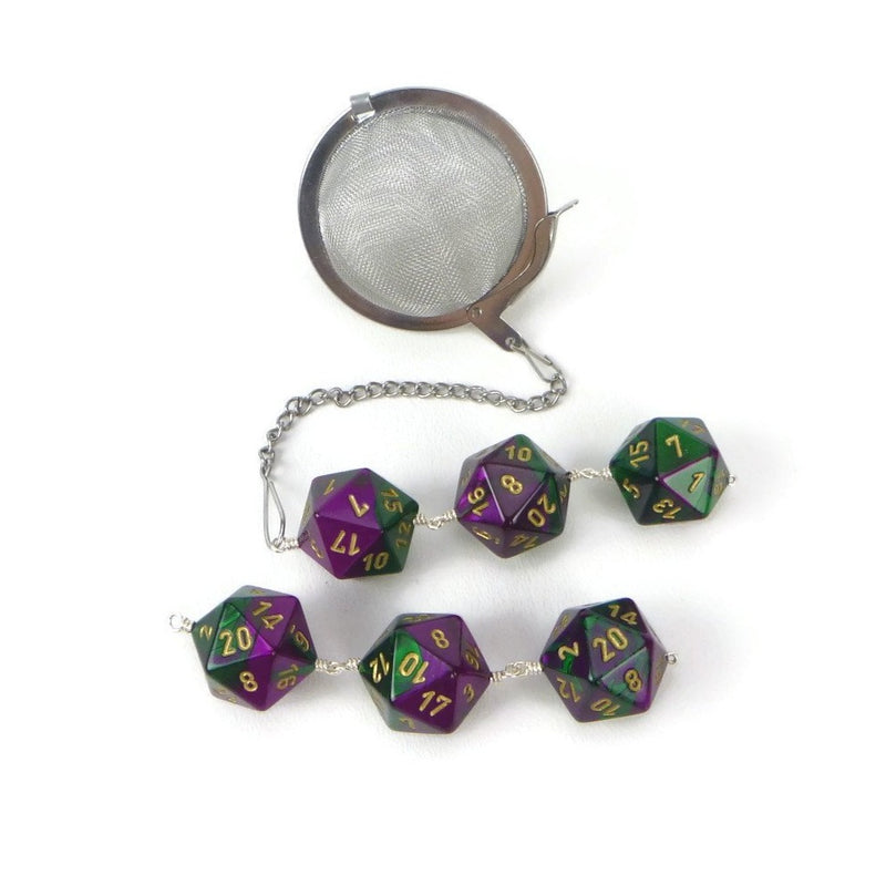 Tea Infuser with Green and Purple Dice Trio