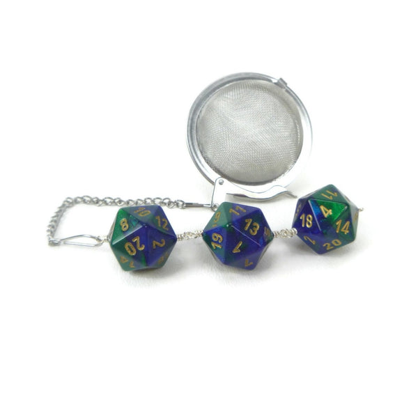 Tea Infuser with Green and Blue Dice Trio