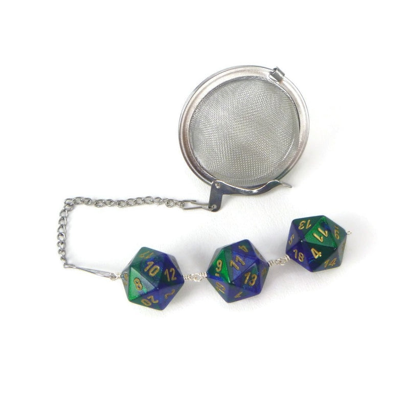 Tea Infuser with Green and Blue Dice Trio