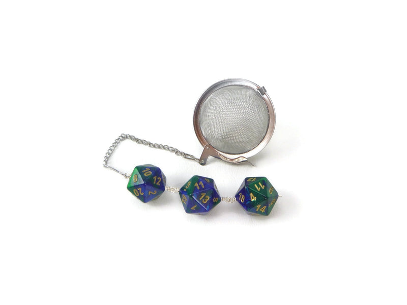 Tea Infuser with Green and Blue Dice Trio