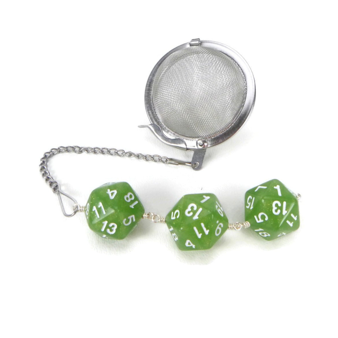 Tea Infuser with Green Pearl Dice Trio