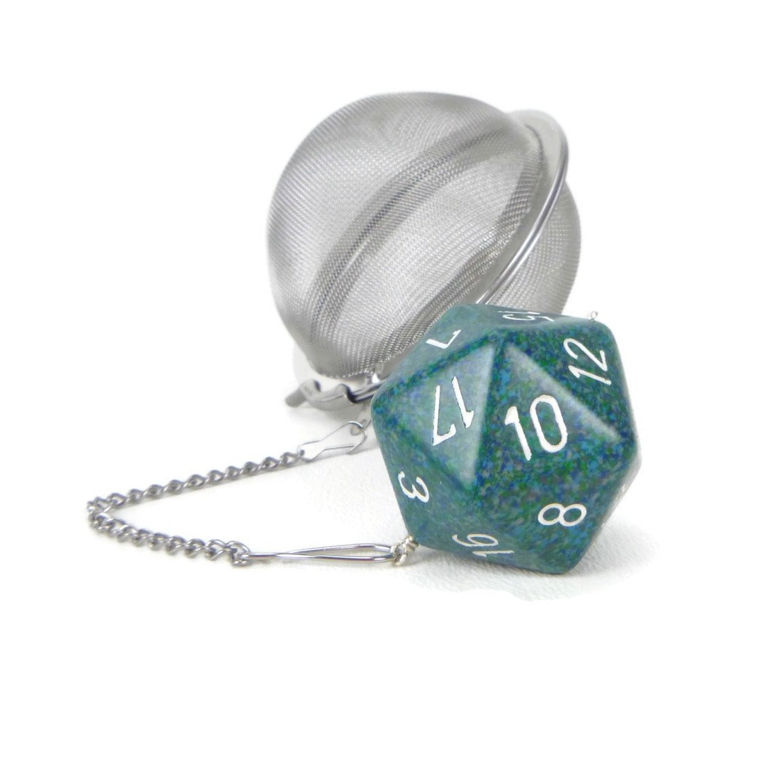 3 Inch Tea Infuser Ball with Large d20 - Sea Blue