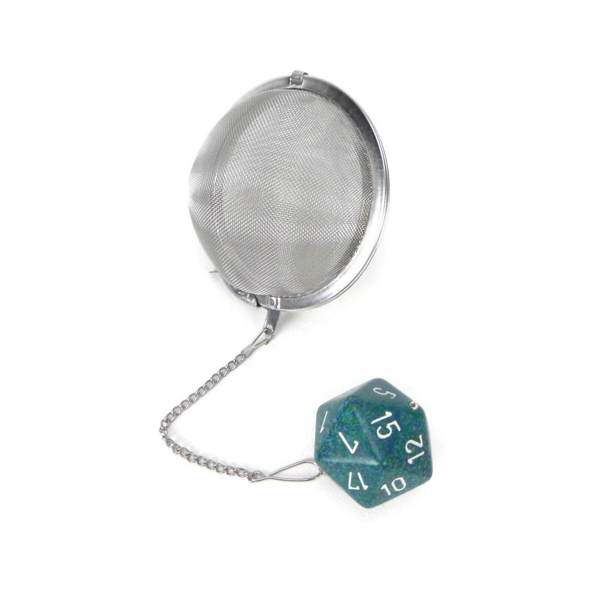 3 Inch Tea Infuser Ball with Large d20 - Sea Blue