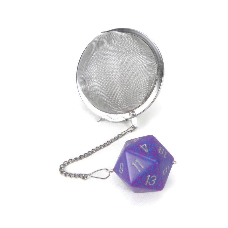 3 Inch Tea Infuser Ball with Large d20 - Tetra Purple