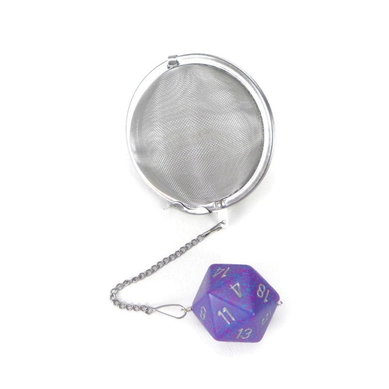 3 Inch Tea Infuser Ball with Large d20 - Tetra Purple