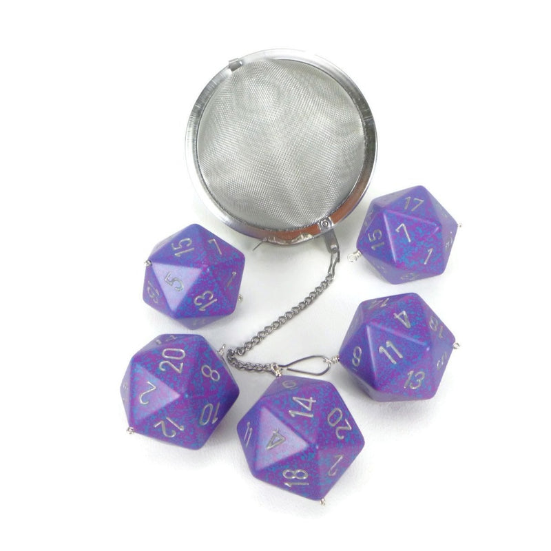 3 Inch Tea Infuser Ball with Large d20 - Tetra Purple