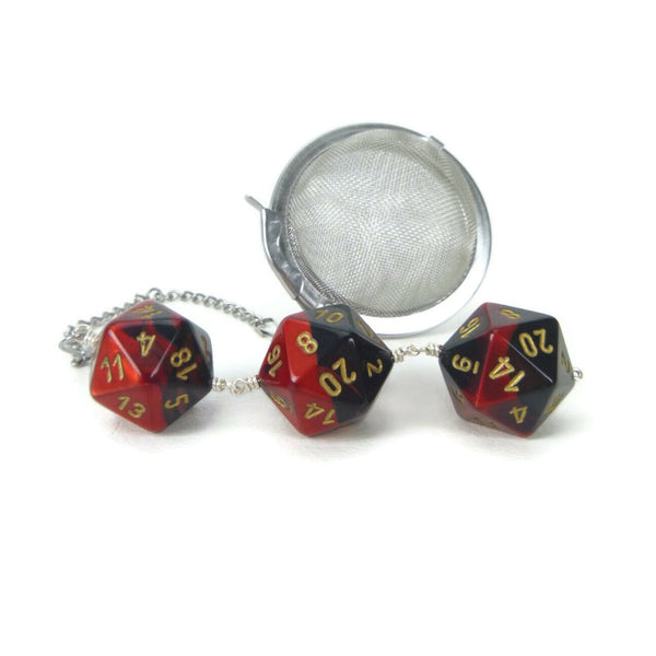 Tea Infuser with Red and Black Dice Trio